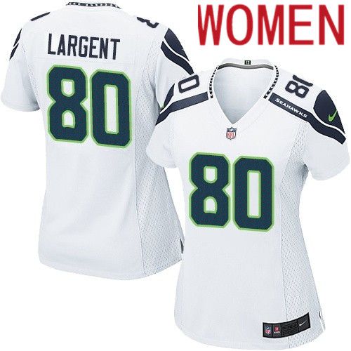 Women Seattle Seahawks #80 Steve Largent Nike White Game NFL Jersey->women nfl jersey->Women Jersey